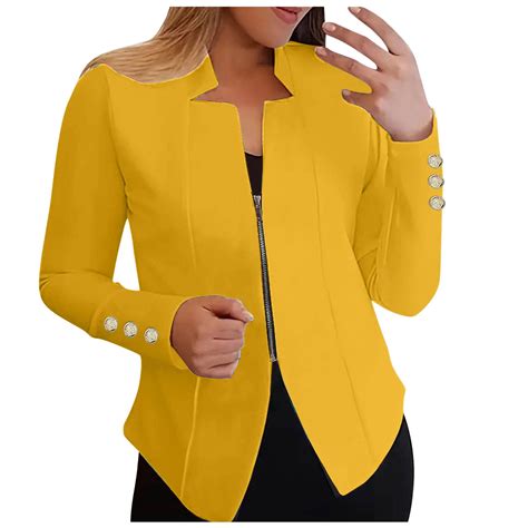 Sopiago Womens Business Open Front Blazer Long Sleeve Work Office ...