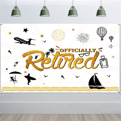 Buy HOWAF Retirement Backdrop Banner Happy Retirement Party Photo Booth ...