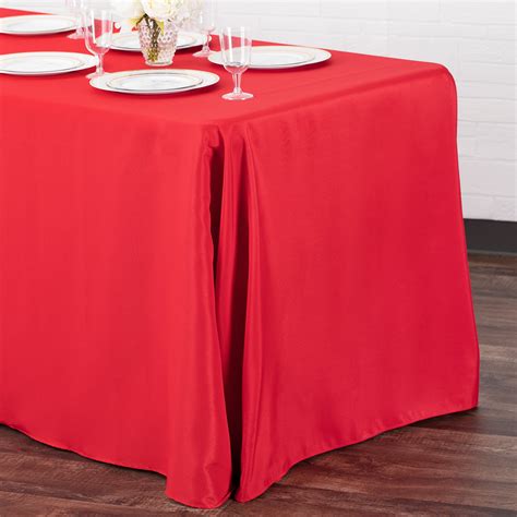 90 x 156 inch Rectangular Oblong Polyester Tablecloth Red at CV Linens