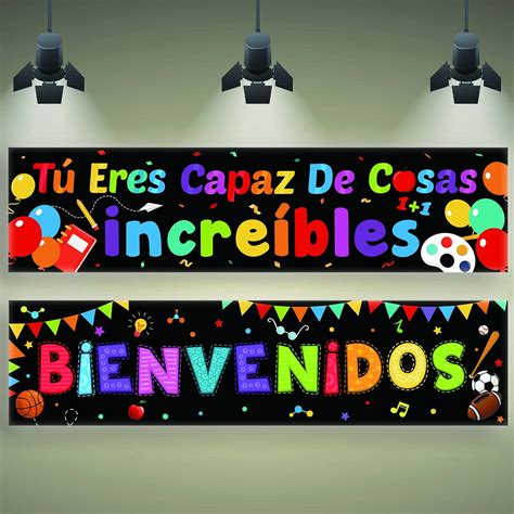 2 Pieces Bienvenidos Sign Spanish Welcome Banners Spanish Banner ...