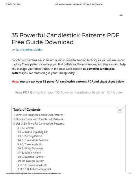 35 Powerful Candlestick Patterns PDF Free Guide Download - These ...