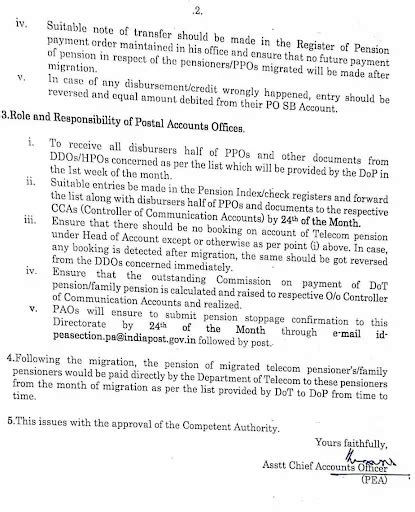 Migration of DoT Pensioners Pension Drawing : Moving from Post Office ...