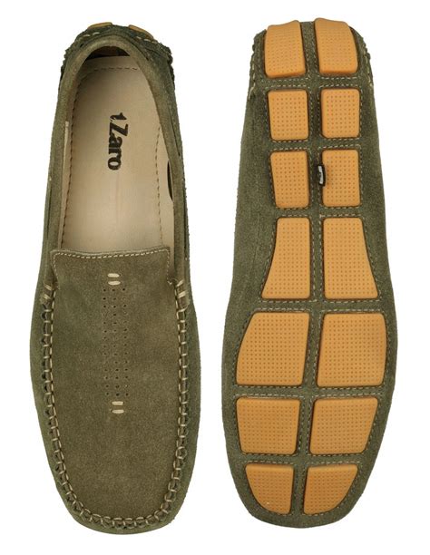 Shop Online for Olive Green Leather Driving Shoes for Men -TZARO