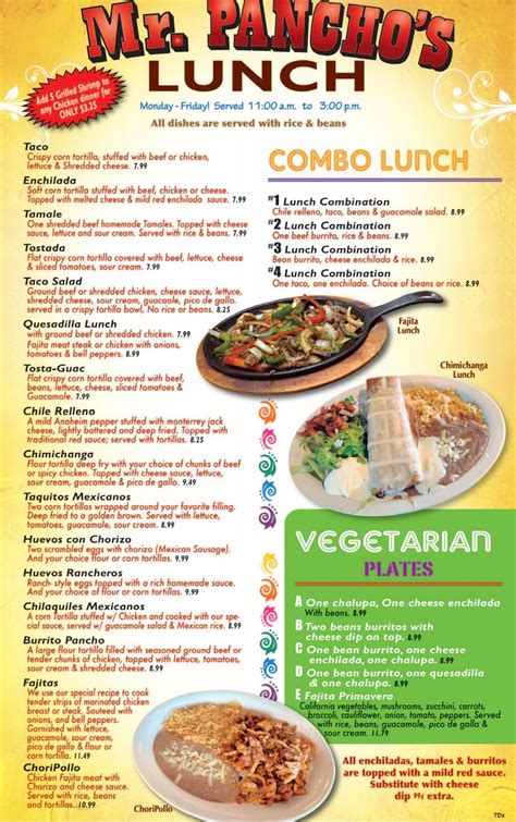 MENU — Mr Panchos