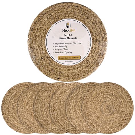 Amazon.com: 13.5” Woven Placemats, Round Rattan Placemats Set of 6 ...