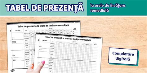 Tabel de prezență învățare remedială