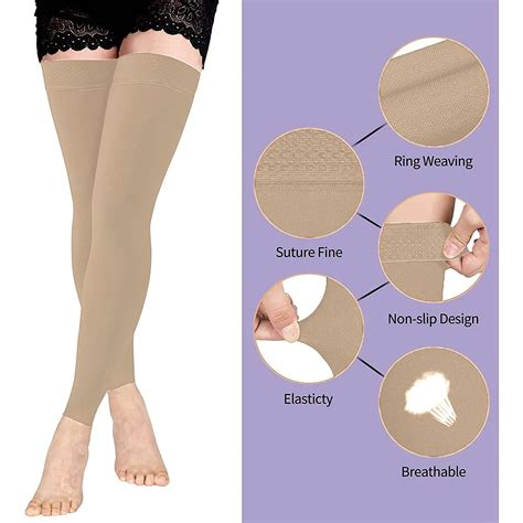 20-30mmHg Thigh High Compression Stockings - Footless for Men & Women - Supports Circulation ...