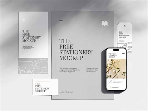 Clean Stationery Mockup with Shadows Overlay (PSD)