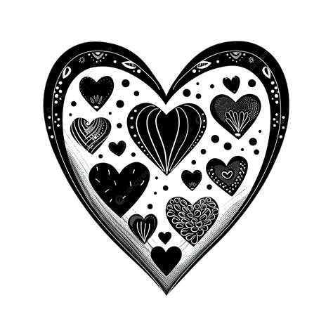 Cute Black And White Heart Design, Heart Drawing, Ear Drawing, Black ...