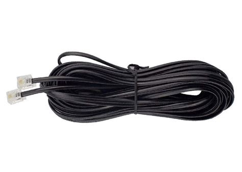 River Fox® 2C - 10 Meter RJ11 Telephone Modem Line Cable (Black) (Pack ...