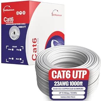 Cables Direct Online CAT6 1000ft UTP Solid Cable 550Mhz Ethernet LAN ...