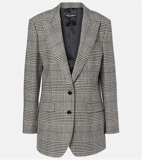 Prince of Wales check wool-blend blazer in grey - Dolce Gabbana | Mytheresa