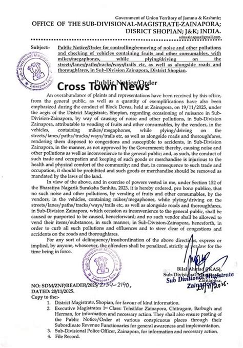 J&K: SDM Zainapora bans use of Megaphones
