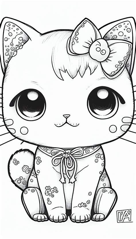 Kawaii Cat Coloring Pages