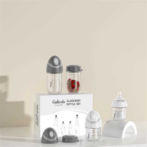 Snapklik.com : Gulicola Natural Glass Baby Bottles Set 4 Pack, Newborn Boy Breastfeeding Bottles
