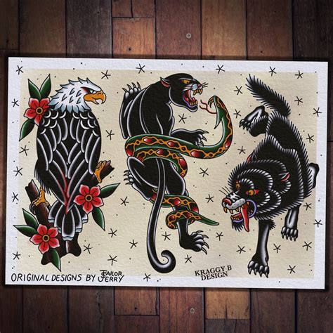 Sailor Jerry Traditional Tattoo Flash Sheet Tattoo Print Gift Tattoo ...