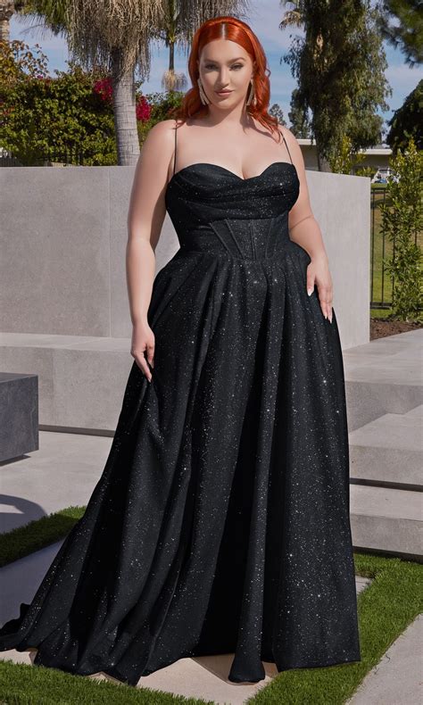 Long Plus-Size Glitter Prom Dress - PromGirl