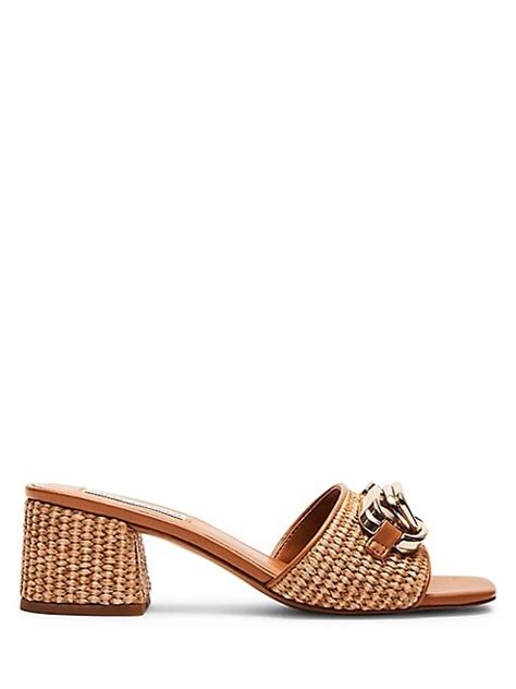 Santana Woven Raffia Block-Heel Sandals