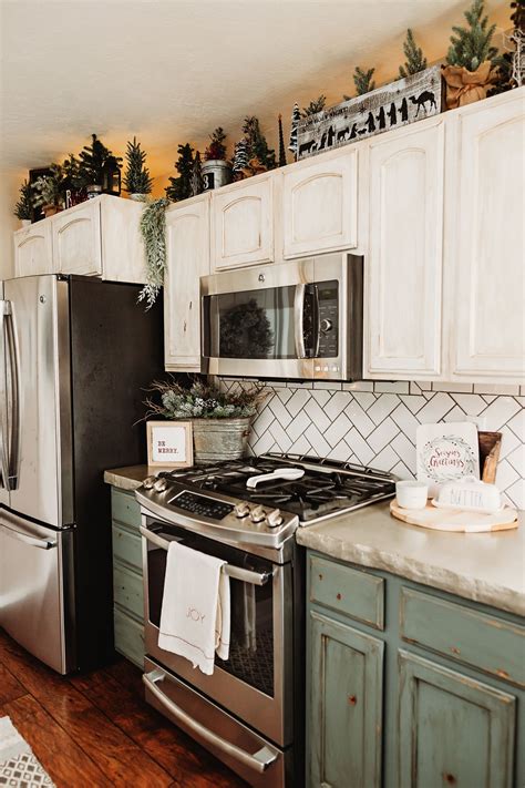 Festive Kitchen Decor: Elegant Christmas Trees on Cabinets