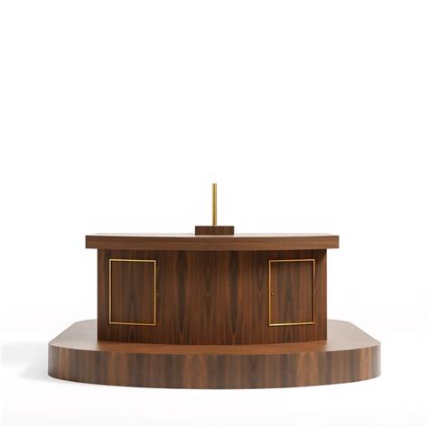Modern wooden bar counter with gold accents | Premium AI-generated image