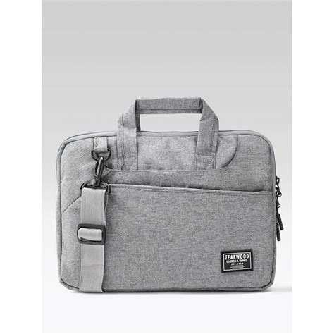 Buy Teakwood Unisex Khadi Grey 15 Inch Laptop Bag with Detachable Strap ...