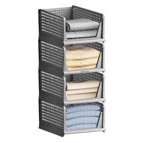Buy SIGNAMIO® Set of 4 Foldable Wardrobe and Cloth Organizer: Stackable ...