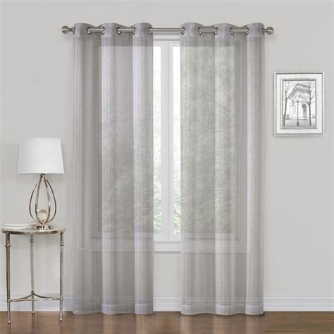 Whittier Grey Metallic Sheer Grommet Curtain Panel, 63"