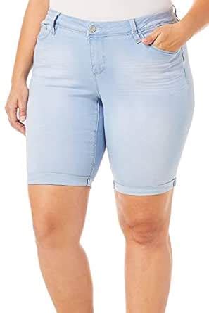 Buy YMI Women's Plus Size Juniors Luxe Single Button Roll Cuff Bermuda ...