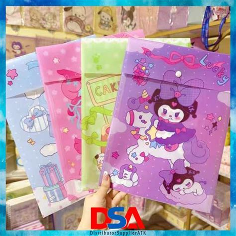 Jual MAP KANCING SANRIO CUTE/ MAP PLASTIK SANRIO/MAP DOKUMEN - KUROMI ...