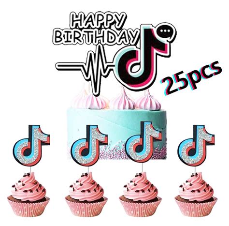 24pcs Tik Tok Cupcake Topper And Tik Tok Cake Topper | Desertcart INDIA
