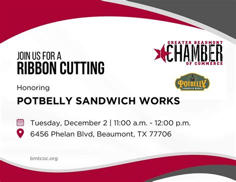 Ribbon Cutting: Potbelly Sandwich Works, 6456 Phelan Blvd, Beaumont, TX ...