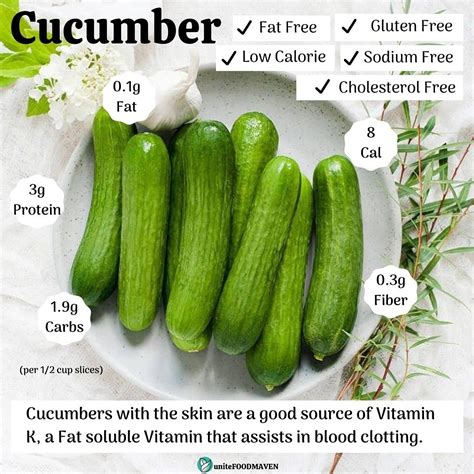 Cucumber nutrition value / Fact | Cucumber nutrition facts, Cucumber ...