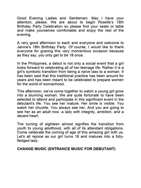 Image result for 18th Birthday Program Script Sample