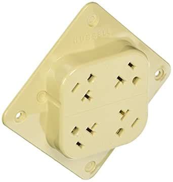 Hubbell HBL420I 4-Plex TVSS Receptacle, 20 amp, 125V, 5-20R, Ivory ...