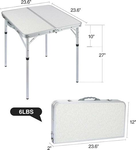 Aluminum Folding Camping Table with Adjustable Height Legs, 2/3/4ft ...