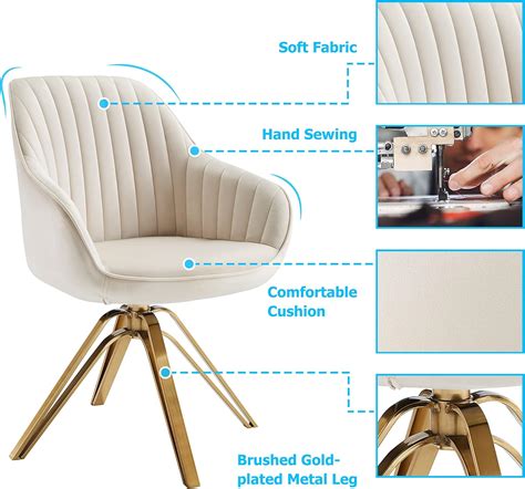 Buy Volans Mid Century Modern Desk Chair No Wheels, Upholstered Swivel ...