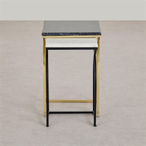 Buy Helios Hub Marble Top Nest of 2 Tables - Black from Helios by Home ...