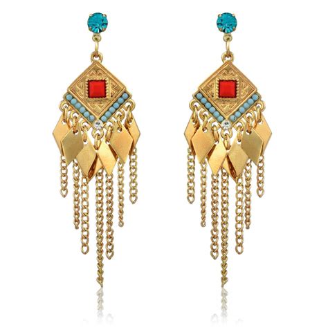 Buy Gold Toned Multi Colored Dangler Earrings | Lightweight – The ...