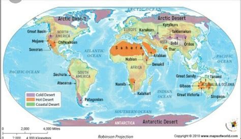 Hot deserts Of the world. Locate or show the following areas on the ...