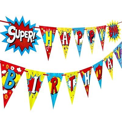 Buy Fancy Land Superhero Happy Birthday Banner Theme Party Decoration ...