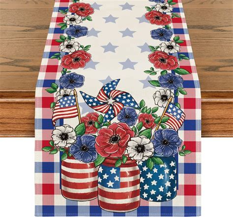 Amazon.com: Siilues 4th of July Table Runner, Memorial Day Deocr ...