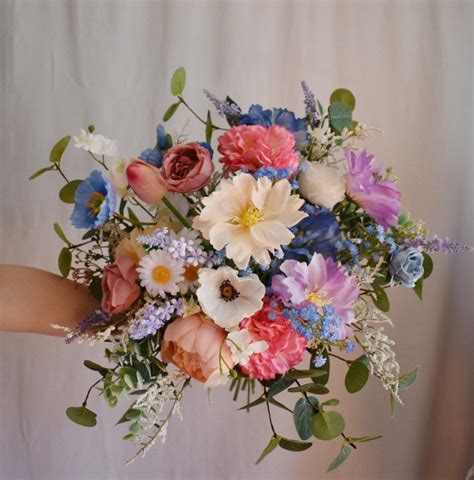 New Summer Bouquets With Wild Flowers, Colorful Bridal Bouquets, Silk ...