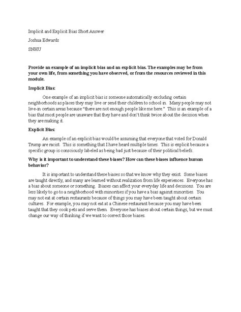 Implicit and explicit bias - The examples may be from your own life ...