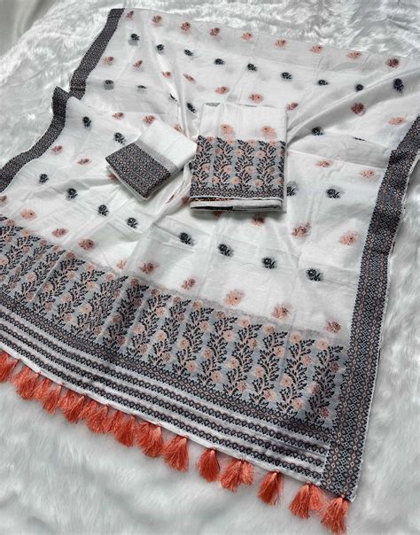Weaving White Dhaga-Jari Work Work AC Cotton* Mekhela Sador – Chadorkart