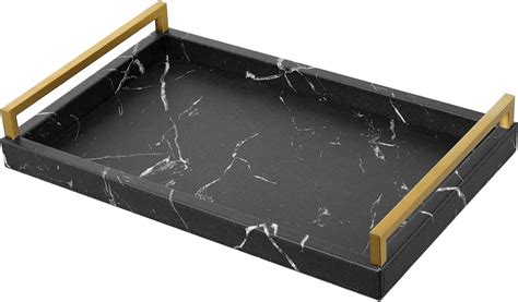 Lewondr ServingTray with Wide Metal Handles, PU India | Ubuy