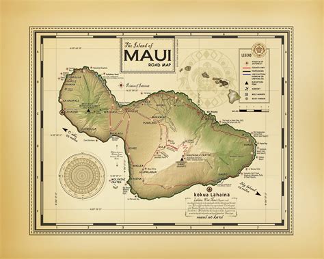Maui Map (Vintage Kokua Maui Collection) — Kokua Design Company ...