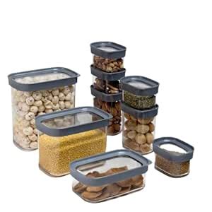 Buy StacPro Acrylic Airtight Kitchen Storage Containers Combo Set of 9 ...