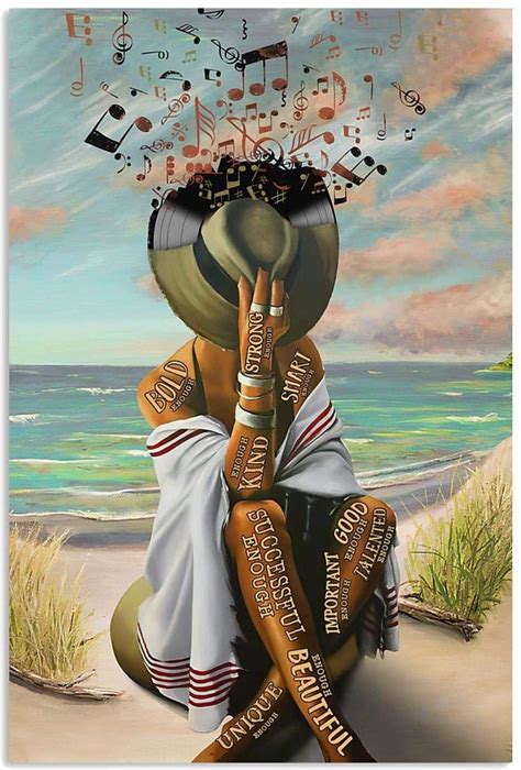 Girl Vinyl Head Beach I Am | Poster art ideas, Black art painting ...
