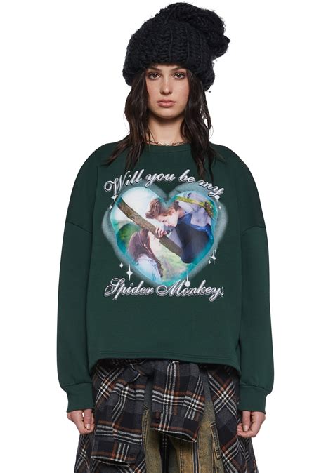 Dolls Kill x Twilight Bella Edward Spider Monkey Graphic Sweatshirt - Green
