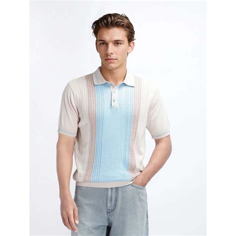 Buy Rare Rabbit Giff Light Beige Colorblock Regular Fit Polo T-shirt Online